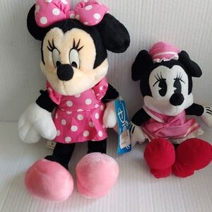 Minnie Mouse Plush Toy Set Vintage From Japan Lot Of 2